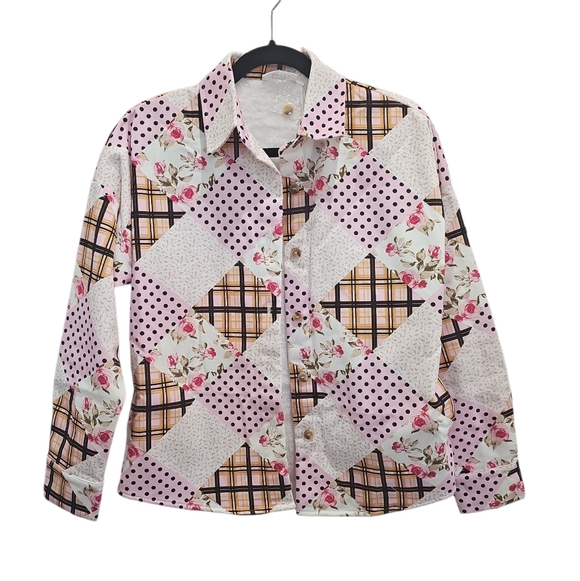 Emily Wonder Jackets & Blazers - New Emily Wonder Floral Patchwork Jacket Women Size M Pink White Festival